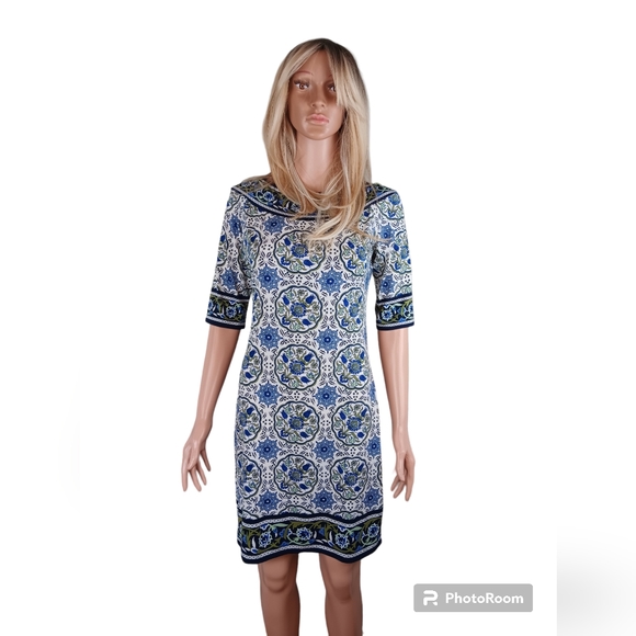 Max Studio, blue and white, slip on dress - Picture 2 of 4